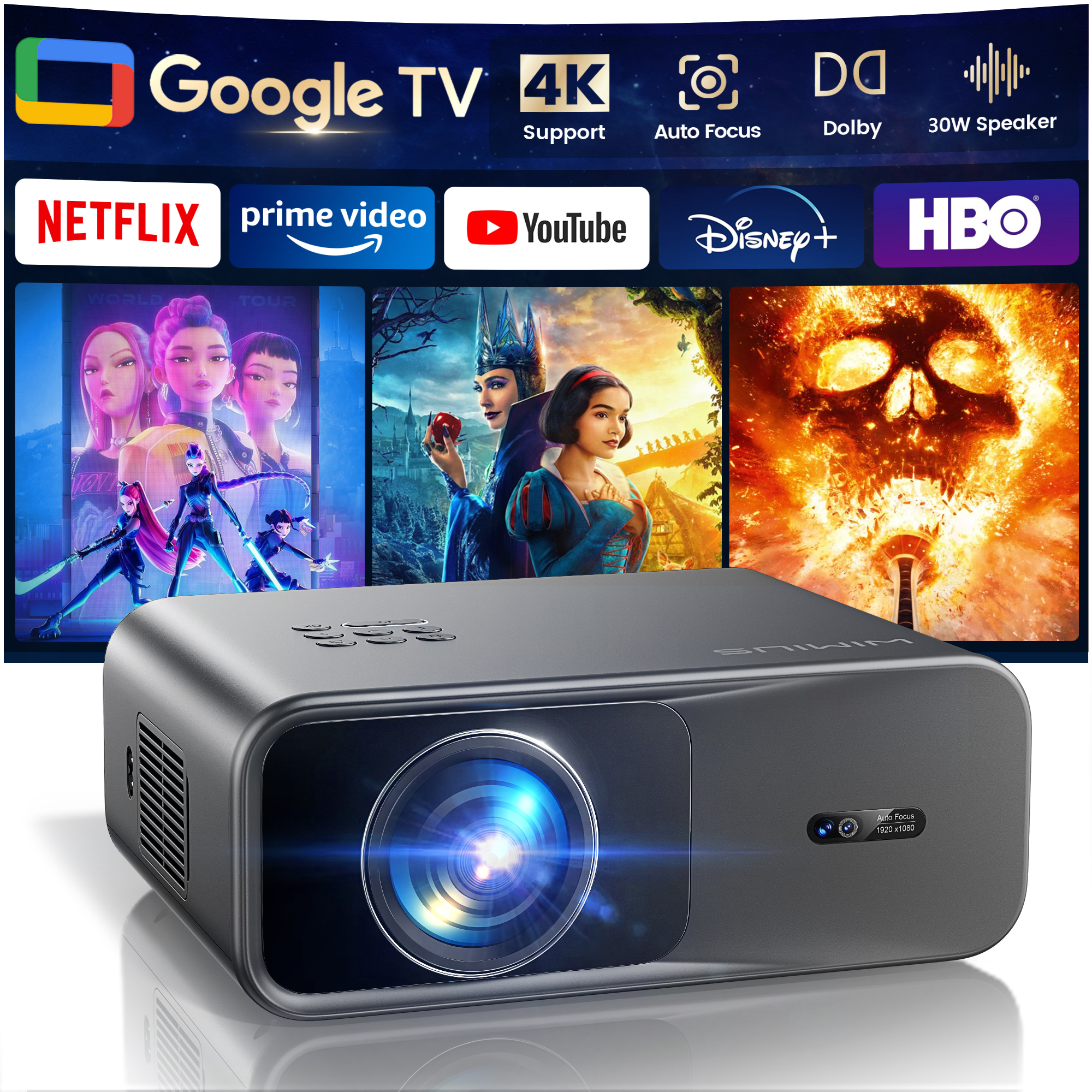 Video Home Cinema - WIMIUS 1200 ANSI Projector 4K Full
