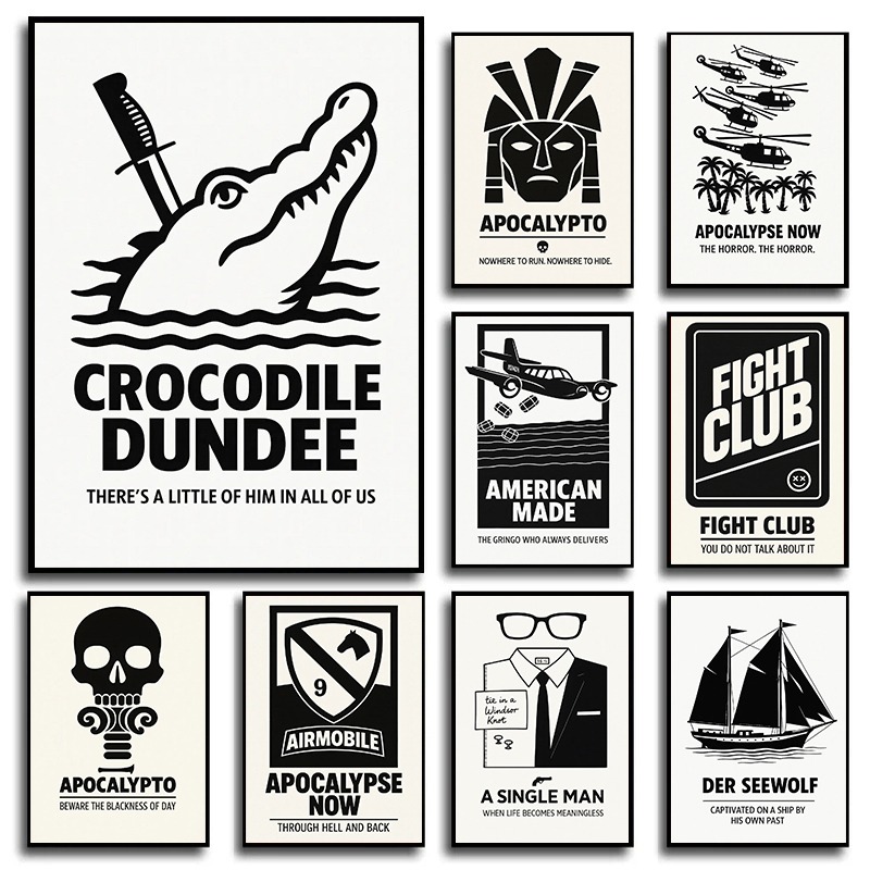 Home Cinema Quotes - Minimalist Movies Poster Black & White