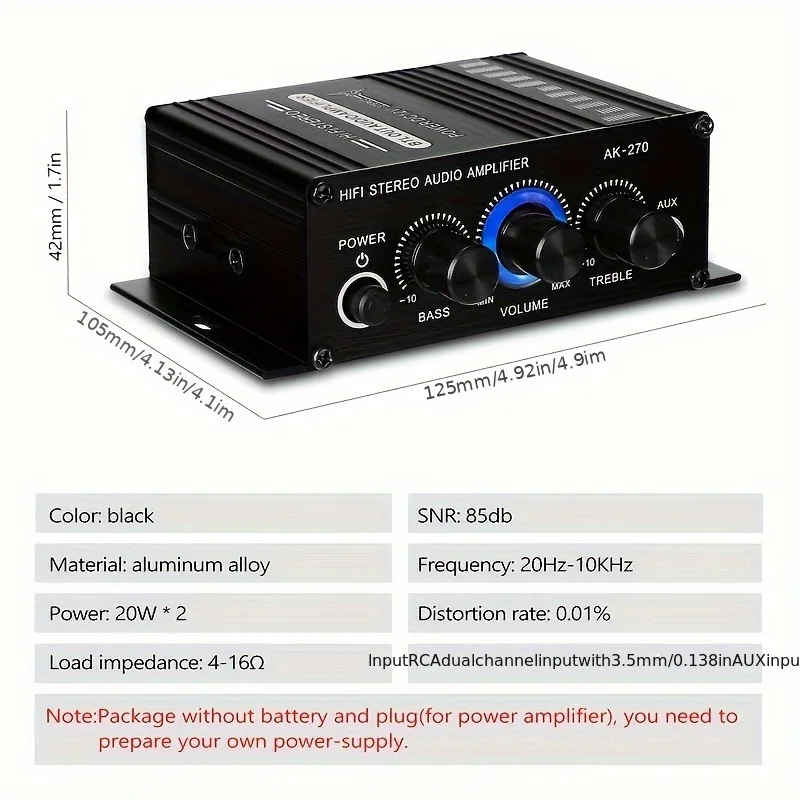 AK-270 HiFi Stereo Amplifier 4 - Home Cinema Theater recension och pris