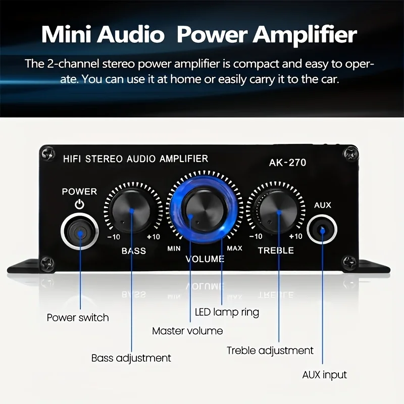 AK-270 400W Mini Power Amplifi - Home Cinema Theater recension och pris