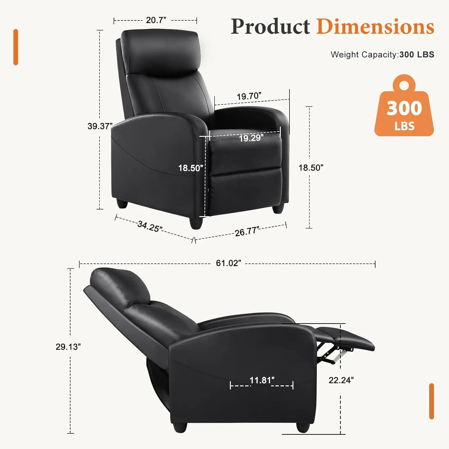 Recliner Chair PU Leather Recl - Home Cinema Sofa recension och pris